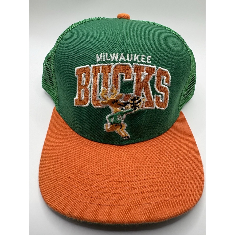 Milwaukee Bucks Mitchell & Ness Hardwood Classics Trucker Snapback Hat Wool NBA